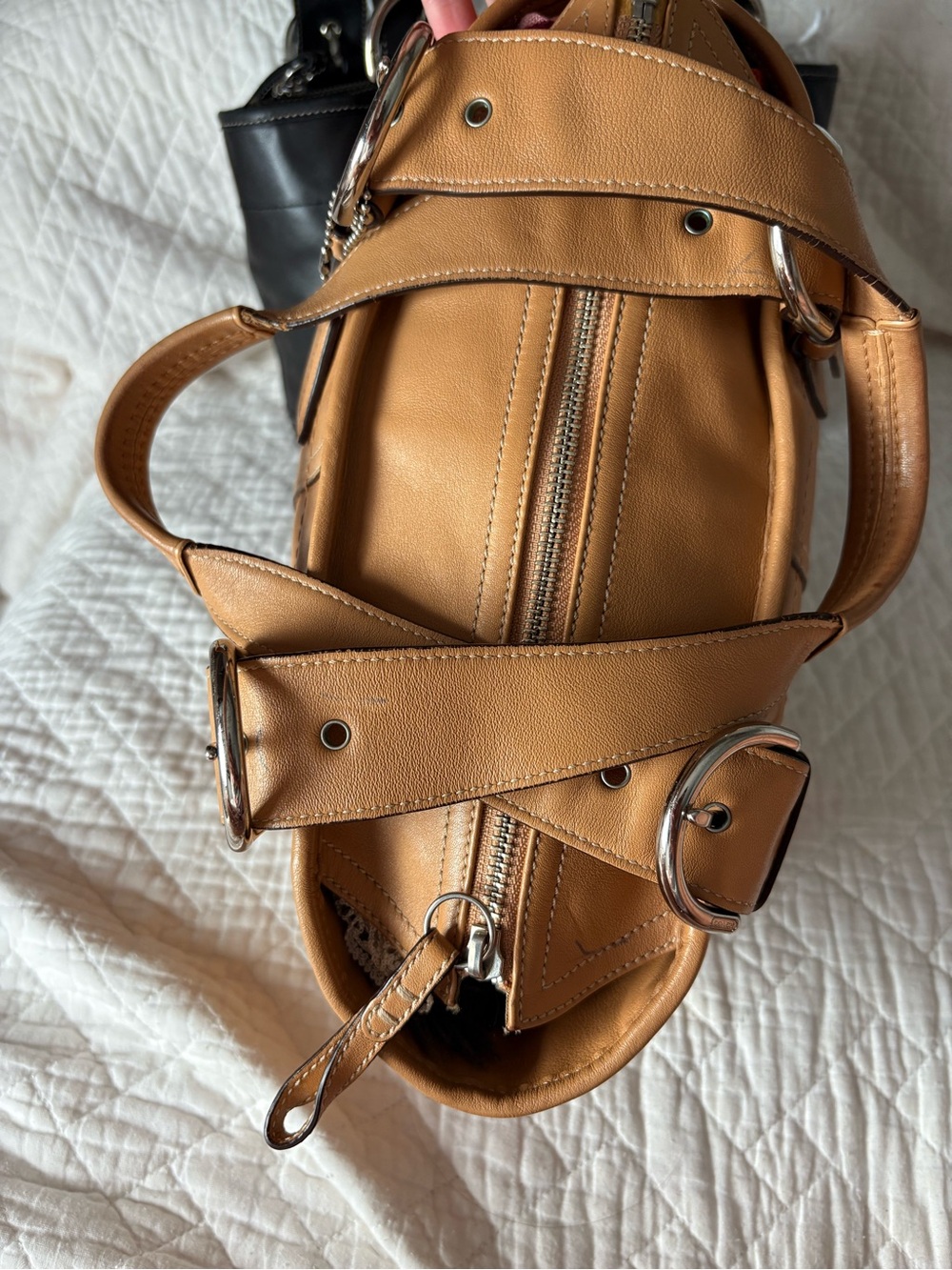 coach soho mini bucket tote bundle 9544 tan and black silver vintage 2004 2006 - Picture 8 of 14